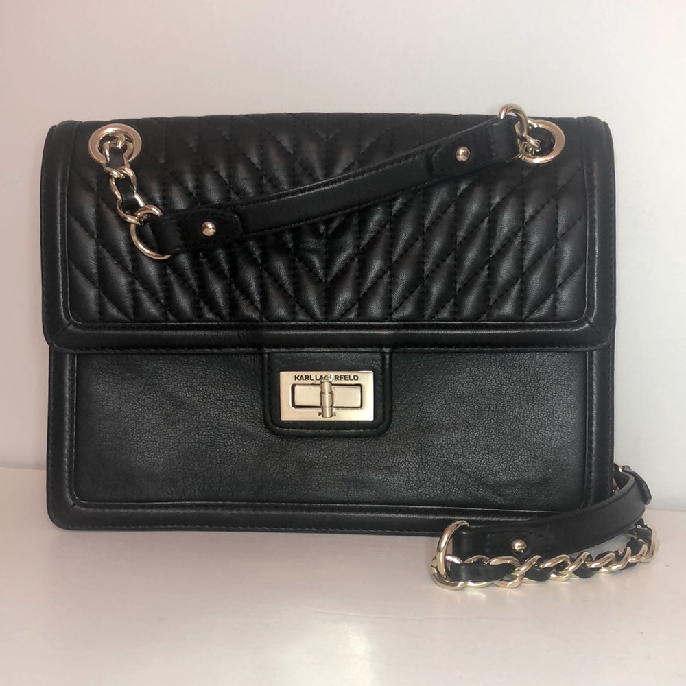 Black Authentic Karl Lagerfeld Paris Leather Bag